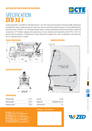 Piattaforme aeree articolate su rimorchio trainabile CTE ZED 32 J