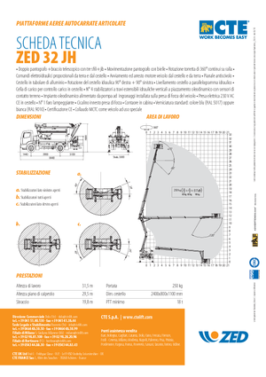 Piattaforme aeree articolate su rimorchio trainabile CTE ZED 32 JH