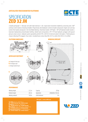 Piattaforme aeree articolate su rimorchio trainabile CTE ZED 32 JH