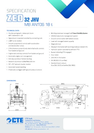 Piattaforme aeree articolate su rimorchio trainabile CTE ZED 32 JHV