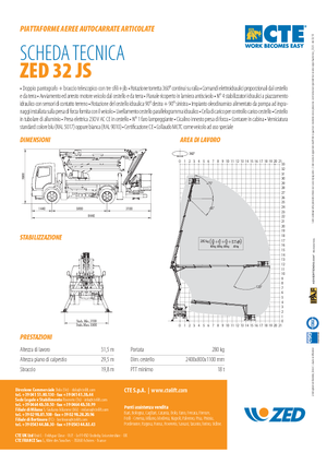 Piattaforme aeree articolate su rimorchio trainabile CTE ZED 32 JS