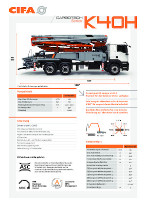 Pompe per calcestruzzo autocarrate CIFA K40H