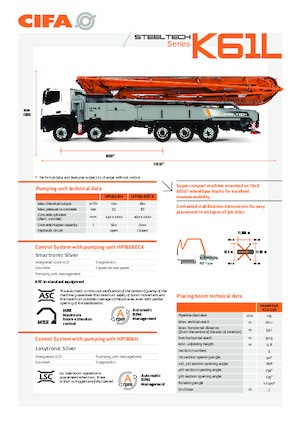 Pompe per calcestruzzo autocarrate CIFA K61L