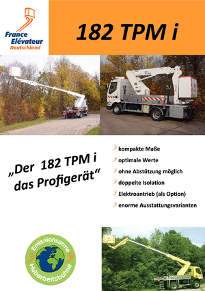 Piattaforme aeree telescopiche autocarrate France Elévateur 182 TPM