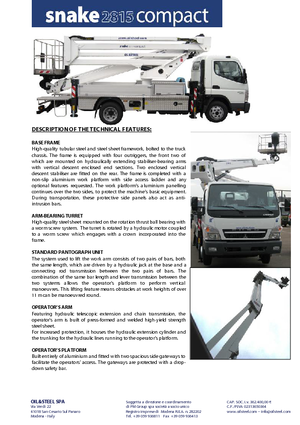 Piattaforme aeree articolate su rimorchio trainabile Oil & Steel Snake 2815 Compact