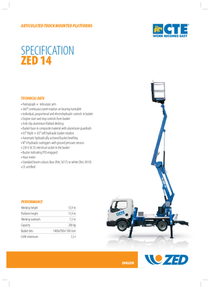 Piattaforme aeree articolate su rimorchio trainabile CTE Z 14