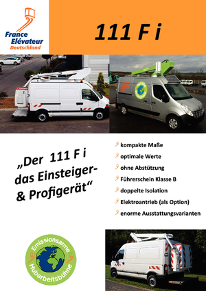 Piattaforme aeree telescopiche autocarrate France Elévateur 111 F i