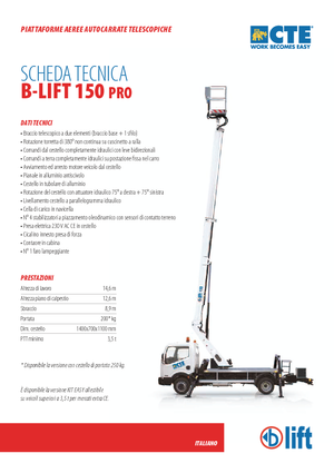 Piattaforme aeree telescopiche autocarrate CTE B-Lift 150 Pro