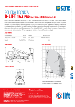 Piattaforme aeree telescopiche autocarrate CTE B-Lift 162 Pro-A