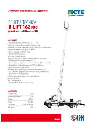 Piattaforme aeree telescopiche autocarrate CTE B-Lift 162 Pro-H