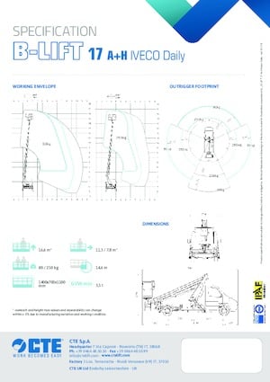 Piattaforme aeree telescopiche autocarrate CTE B-LIFT 17 A+H
