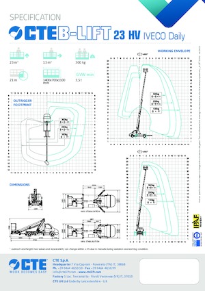 Piattaforme aeree telescopiche autocarrate CTE B-Lift 23