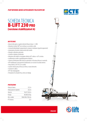 Piattaforme aeree telescopiche autocarrate CTE B-Lift 230 Pro-A