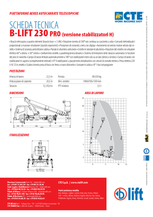 Piattaforme aeree telescopiche autocarrate CTE B-Lift 230 Pro-H