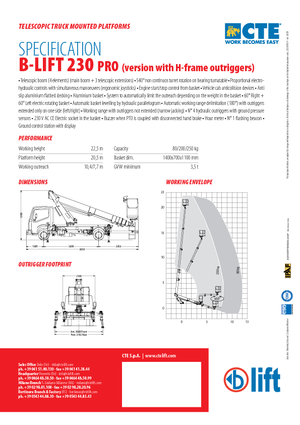 Piattaforme aeree telescopiche autocarrate CTE B-Lift 230 Pro-H