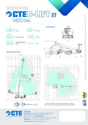 Piattaforme aeree telescopiche autocarrate CTE B-Lift 27