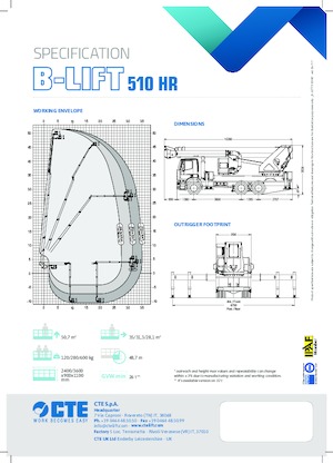 Piattaforme aeree telescopiche autocarrate CTE B-Lift 510 HR