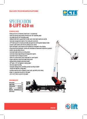 Piattaforme aeree telescopiche autocarrate CTE B-Lift 620 HR