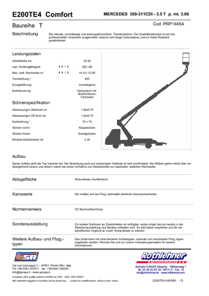 Piattaforme aeree telescopiche autocarrate GSR E200T E4 Comfort