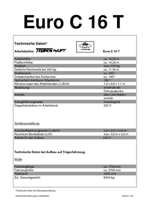 Piattaforme aeree telescopiche autocarrate TEUPEN Euro C 16 T