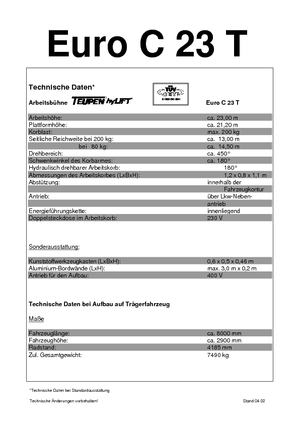 Piattaforme aeree telescopiche autocarrate TEUPEN Euro C 23 T