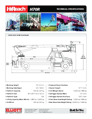 Piattaforme aeree telescopiche autocarrate Elliott Equipment H70R HiReach