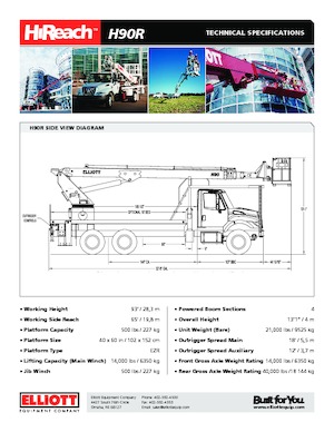 Piattaforme aeree telescopiche autocarrate Elliott Equipment H90R HiReach