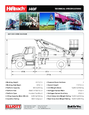 Piattaforme aeree telescopiche autocarrate Elliott Equipment I40F HIREACH