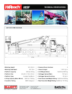 Piattaforme aeree telescopiche autocarrate Elliott Equipment I85F HiReach