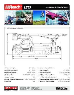 Piattaforme aeree telescopiche autocarrate Elliott Equipment L55R HiReach 