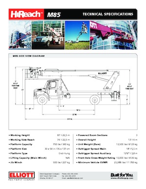 Piattaforme aeree telescopiche autocarrate Elliott Equipment M85 HiReach 