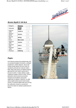 Piattaforme aeree telescopiche autocarrate Bronto Skylift S 104 HLA