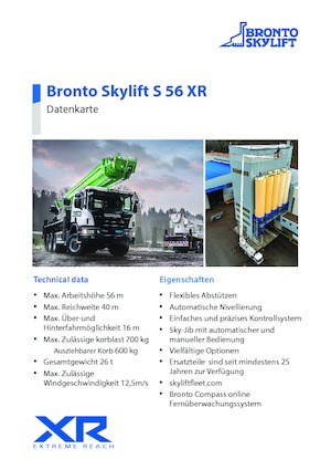 Piattaforme aeree telescopiche autocarrate Bronto Skylift S 56 XR