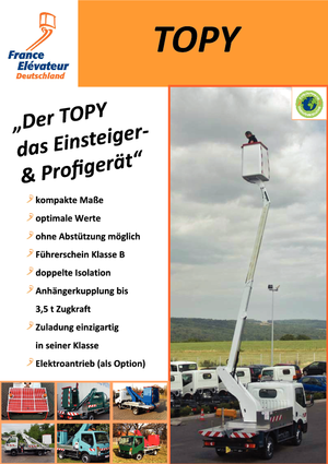 Piattaforme aeree telescopiche autocarrate France Elévateur Topy 12.1