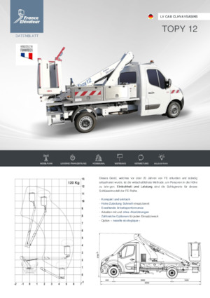 Piattaforme aeree telescopiche autocarrate France Elévateur TOPY 12/1