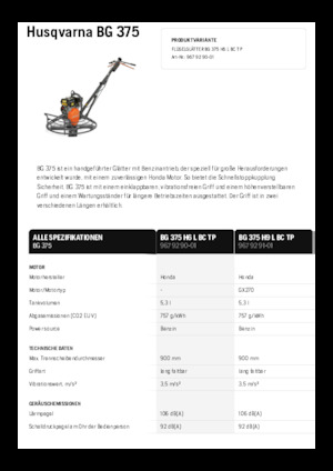 Lisciatrici Husqvarna BG 375