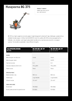 Lisciatrici Husqvarna BG 375