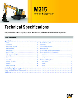 Escavatori gommati Caterpillar M315