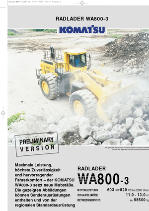Pale gommate Komatsu WA800-3