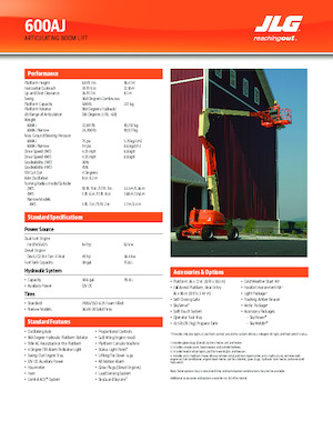 Piattaforme aeree articolate gommate JLG 600AJ