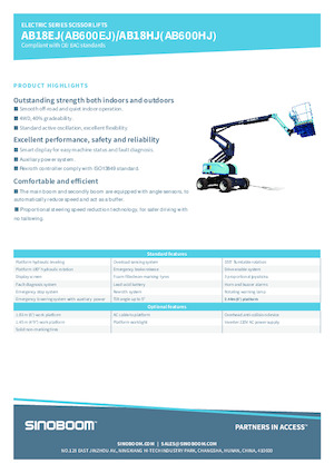 Piattaforme aeree articolate gommate Sinoboom AB18HJ 
