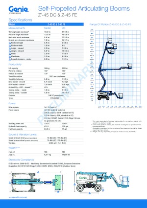 Piattaforme aeree articolate gommate Genie Z-45 DC