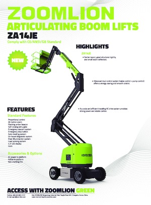Piattaforme aeree articolate gommate Zoomlion ZA14JE