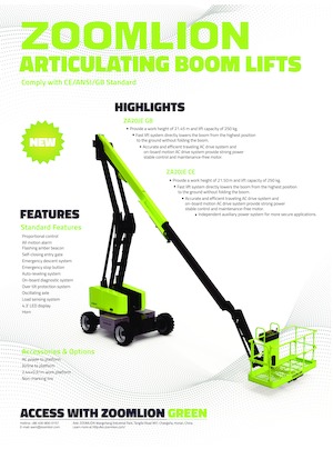 Piattaforme aeree articolate gommate Zoomlion ZA20JE GB