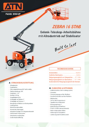 Piattaforme aeree articolate gommate ATN ZEBRA 16 STAB