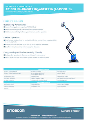 Piattaforme aeree articolate gommate Sinoboom AB15ERJN