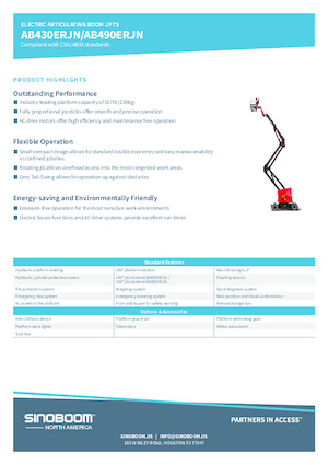 Piattaforme aeree articolate gommate Sinoboom AB490ERJN