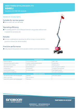 Piattaforme aeree articolate gommate Sinoboom AB480J