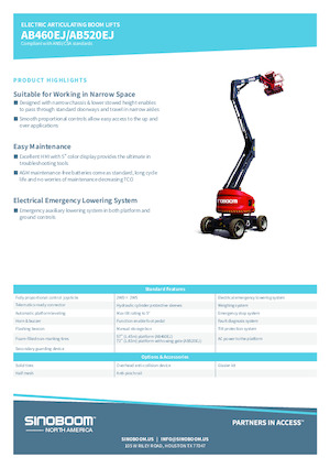 Piattaforme aeree articolate gommate Sinoboom AB460EJ