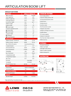Piattaforme aeree articolate gommate LGMG  AR16J-2